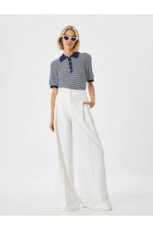 Polo Sweater Knitwear Short Sleeve Half Button Detail