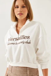 Women's Three Thread Raised Neck Zippered Sweatshirt