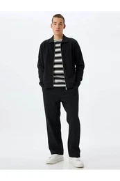 Black Men's Sweatpants with Lace-Up Pocket Detail