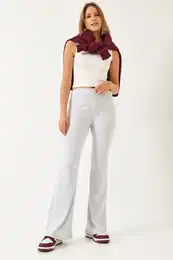 Women's Wide Belt Spanish Leg High Waist Pants