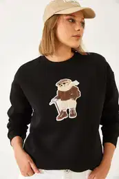 Women's Printed Three Thread Raised Sweatshirt