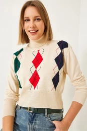 Women's Turtleneck Patterned Knitwear Sweater