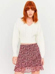 Flowered Wine Skirt - Women