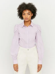 Light purple shirt with gathered sleeves - Women
