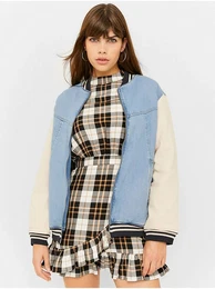 Blue women's denim bomber jacket - Women