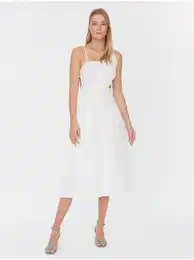 White Summer Midi Dress - Women
