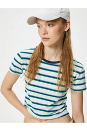 Crop T-Shirt Crew Neck Short Sleeve Slim Fit