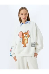 Tom and Jerry Printed Crew Neck Raised Comfortable Fit Licensed Sweatshirt