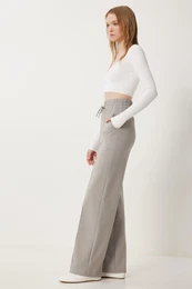 Happiness stanbul Women's Light Grey Pocket Basic Knitted Sweatpants