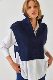 Women's Zippered Knitwear Sweater