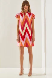 Women's Polo Collar Patterned Summer Dress Dress