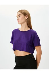 Crop Sports T-Shirt Short Sleeve Crew Neck Viscose Fabric