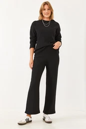 Women's Crew Neck Basic Bottom-Top Set 0036