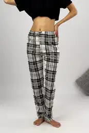 80156 Women Pyjama Bottom-WHITE-BLACK