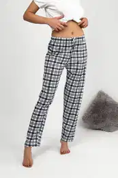 80156 Women Pyjama Bottom-WHITE-NAVY BLUE
