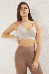 Beige Seamless Covered Sports Bra