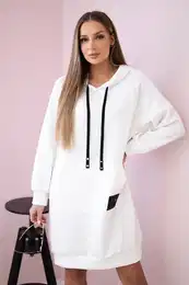 Kesi Woski Hooded dress buttery fabric ecru