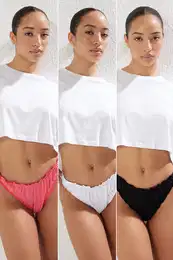 Black-White-Multi Colorful 3-Pack Jersey Plain Thong Panties