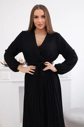 Kesi Woski Dress tied with a pleated hem black