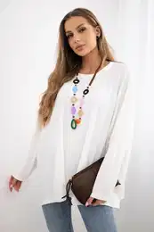 Kesi Woski Oversize blouse with necklace ecru