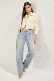 Blue Premium Low Waist Skater Baggy Jeans