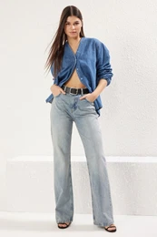 Light Blue High Waist Wide Leg Jeans