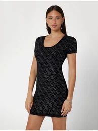 Black women's knitted short dress - Women's
