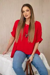 Kesi Woski Oversized blouse with pendant red