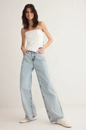Light Blue High Waist Wide Leg Jeans