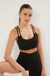 Black Backed/Shaping Double Strapped Knitted Sports Bra