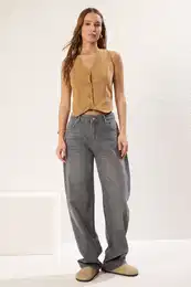 Anthracite Premium Low Waist Skater Baggy Jeans