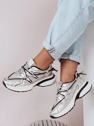 Sportowe sneakersy damskie na paskiej podeszwie LUXORUNS srebrne