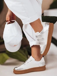 Sneakersy damskie na rzepy SOLEFIT srebrne
