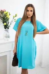 Kesi Woski Dress with pockets and pendant turquoise