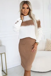 571-1 Sweater two-piece warm set - caramel + ecru