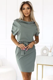 240-4 ROXI skirt from asymmetryczn spdnic i paskiem - color OLIWKOWY