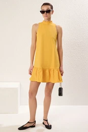 Light Orange Relaxed Cut Sleeveless Mini Woven Dress