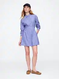 Poplin mini shirt dress - Women's
