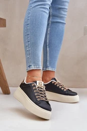 PS1 Platform Sneakers With Decorative Laces Black Fonetha