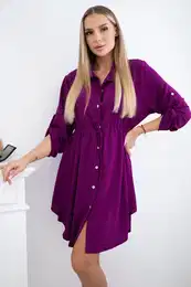Kesi Woski Dress with button closure and tie at the waist dark purple