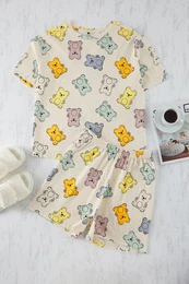 Curve Ecru Jelly Bean Patterned Knitted Pajama Set