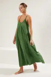 Green Maxi Woven Accessory Beach Dress
