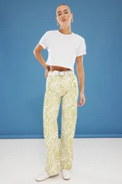 Multicolored Animal Zebra Print High Waist Wide Leg Jeans