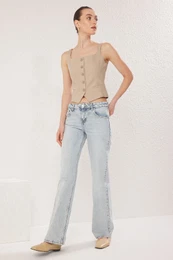 Light Blue More Sustainable Low Waist Wide Leg Jeans