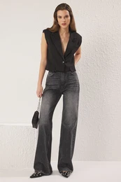 Anthracite High Waist Wide Leg Jeans