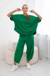 Kesi Woski Cotton set blouse + trousers green