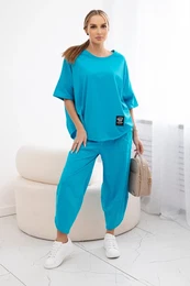 Kesi Woski Cotton set blouse + trousers turquoise