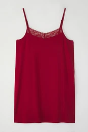 Curve Burgundy V Neck Lace Knitted Nightgown
