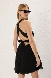 Black Polka Dot Mini Woven Dress
