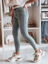 Spodnie damskie jeansowe skinny z paskiem ICONON niebieskie